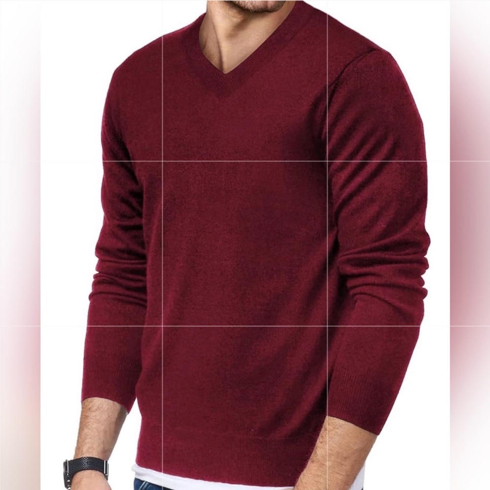 Coofandy Men’s V Neck Lightweight Pullover Sweater Slim Fit, Size 3XL